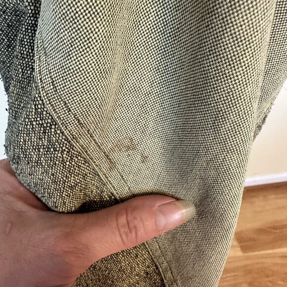 Womens Tan Jacket Zip Up Large Weave Yellow Brown Black Lining Hood Work Wear - Picture 8 of 10